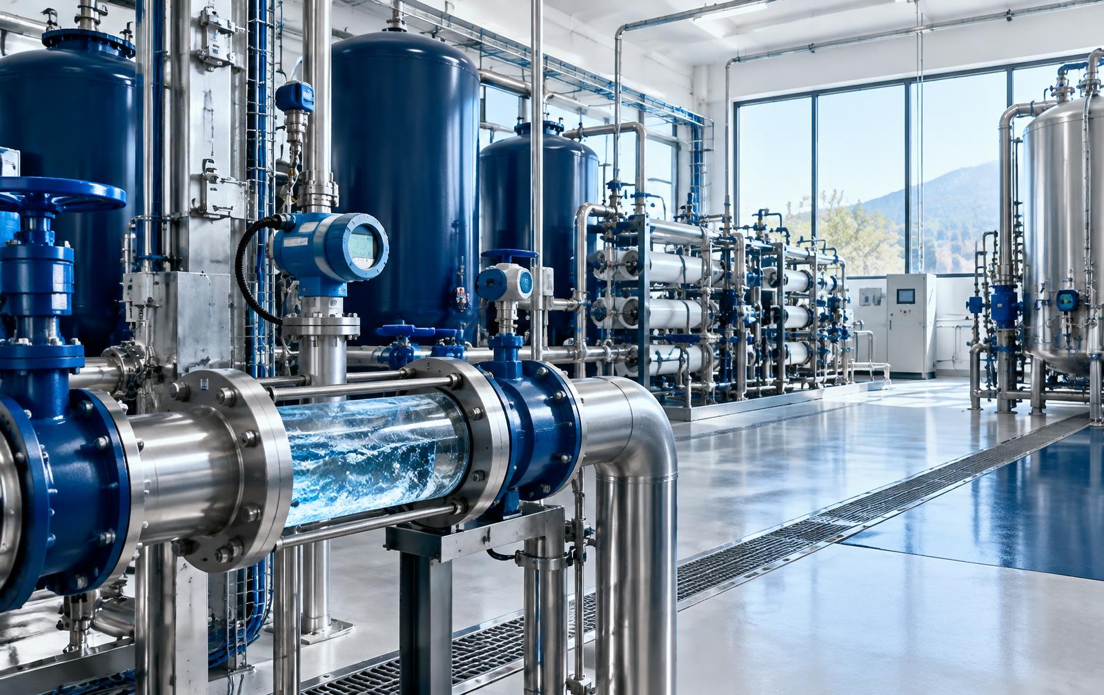 Impianto moderno per il trattamento e il controllo dell’acqua